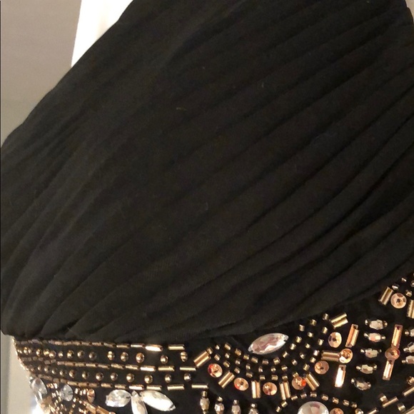 Black, off one shoulder, beaded, prom dress, sz 5 - Picture 8 of 8